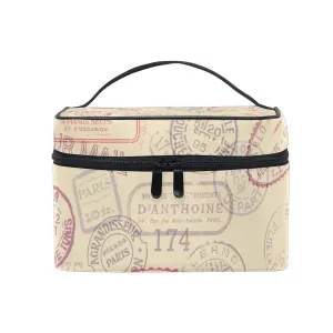 susiyo Makeup Bag Organizer for Travel Vintage Stamps Postage Pattern Women Cosmetic Bag with Handle