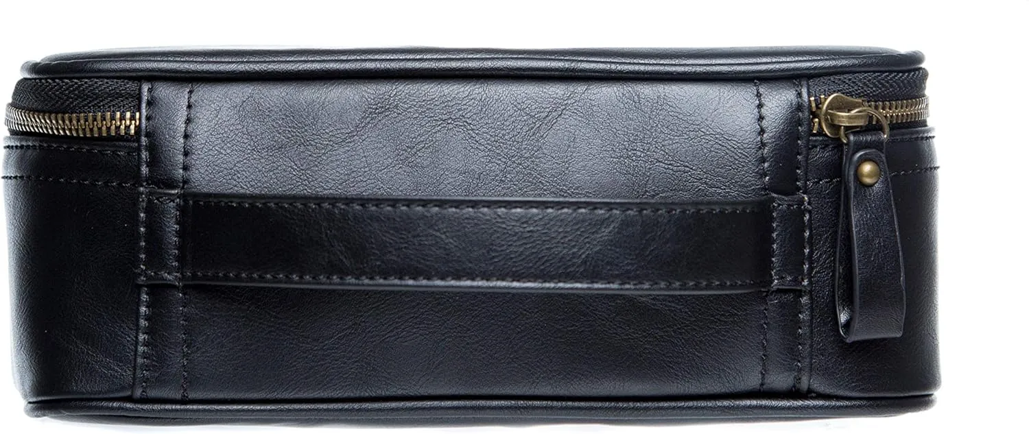 Swanky Badger NEW Personalized Dopp Kit – Leather Toiletry Bag (Black Vintage)