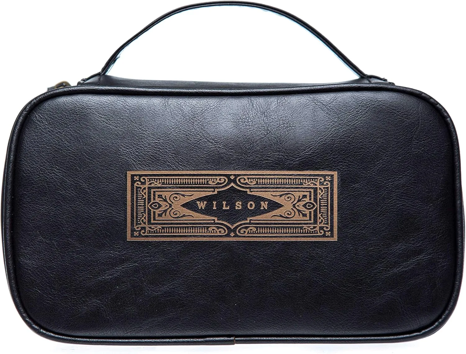 Swanky Badger NEW Personalized Dopp Kit – Leather Toiletry Bag (Black Vintage)