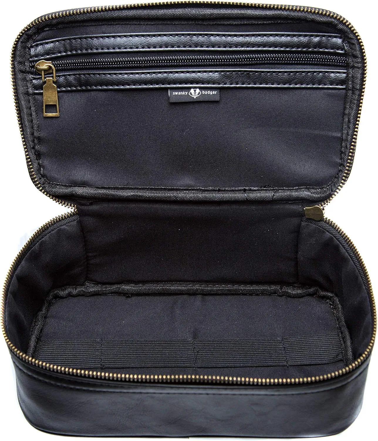 Swanky Badger NEW Personalized Dopp Kit – Leather Toiletry Bag (Black Vintage)