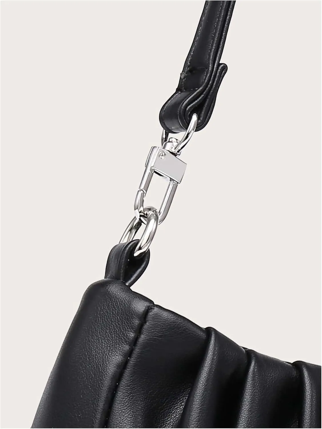 SweatyRocks Black Shoulder Bag for Women PU Leather Small Clutch Purese Ruched Trendy Hobo Bags Handbag