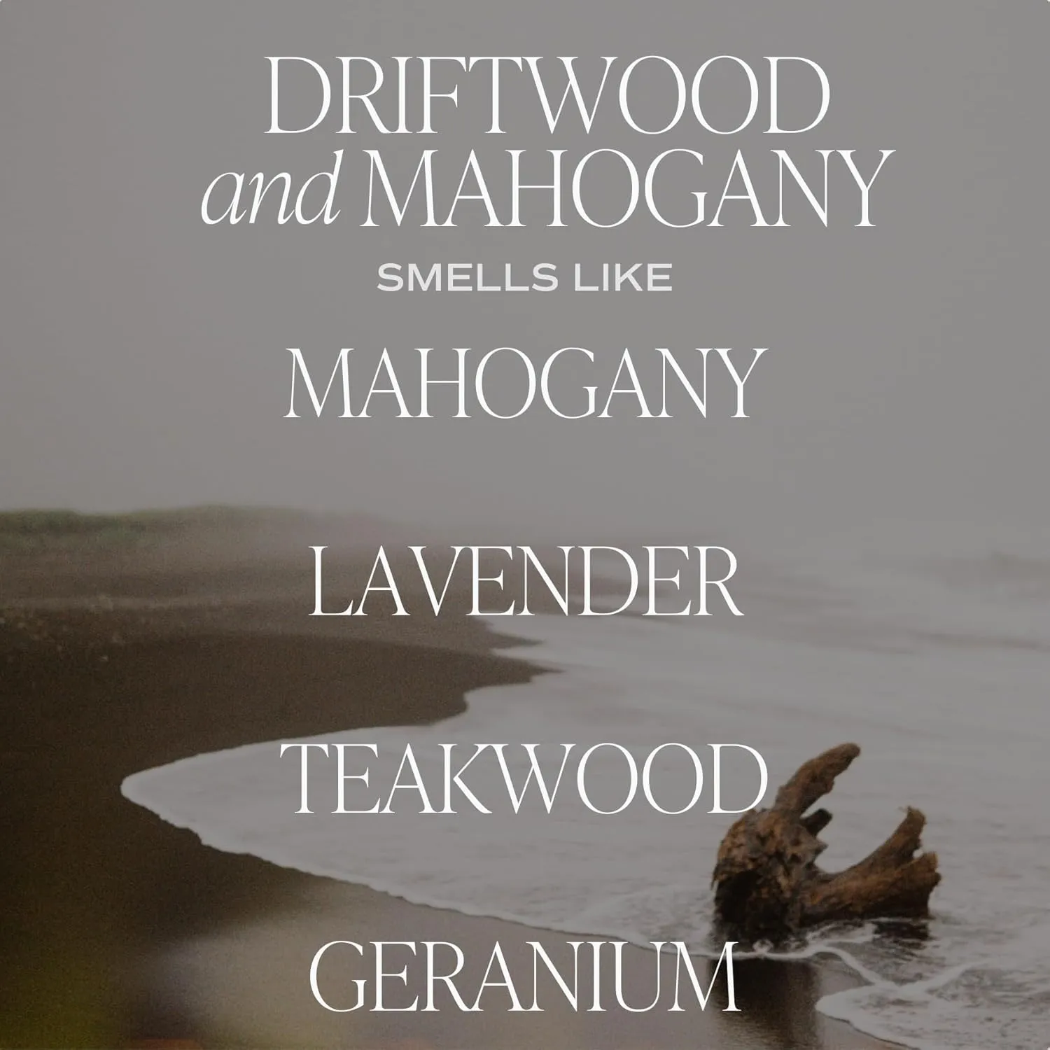 Sweet Water Decor Driftwood and Mahogany Soy Candle - Warm Mahogany, Fresh Lavender, Geranium, and Teakwood Scented Candles for Home - 9oz Clear Jar   Gold Lid, 40  Hour Burn Time, Made in the USA