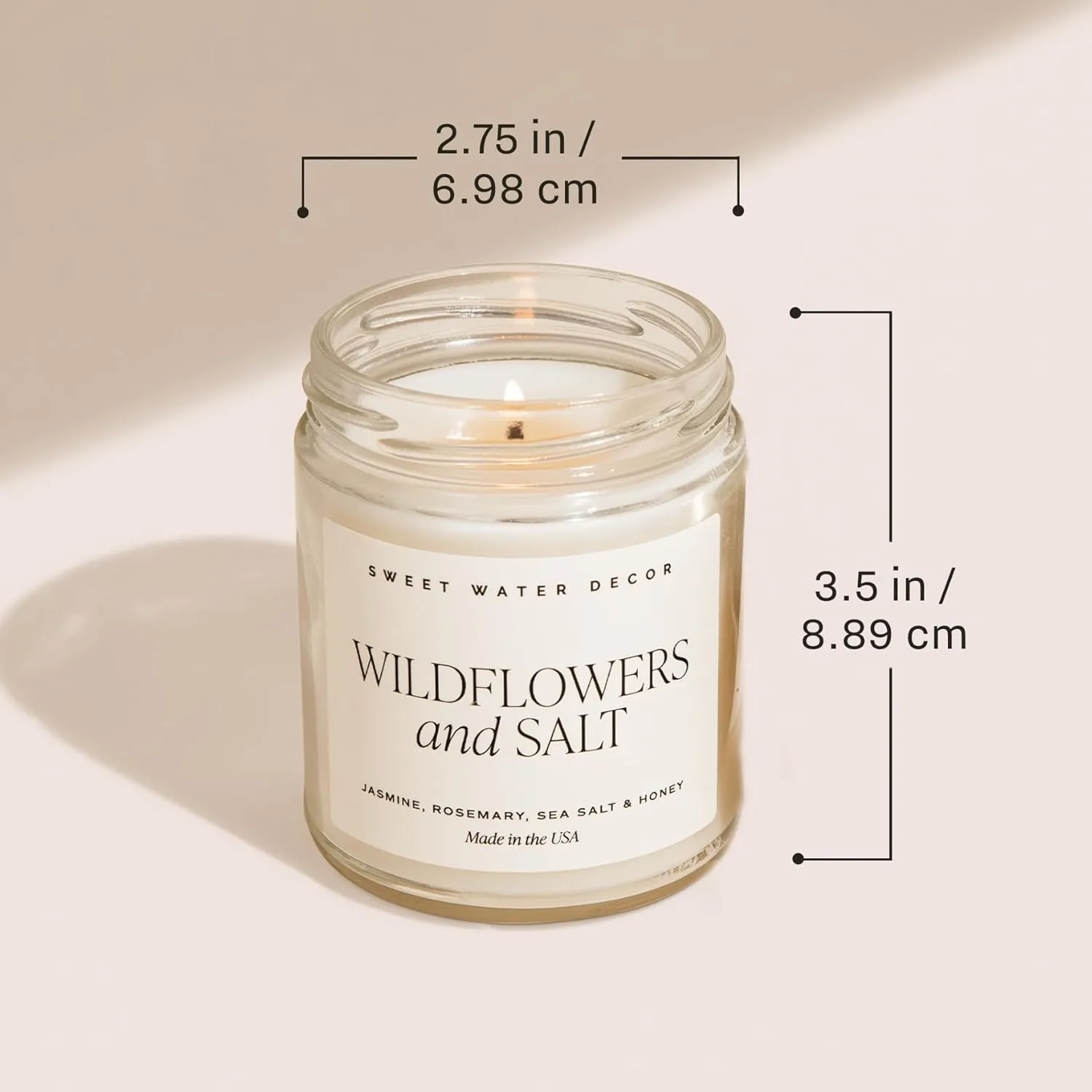 Sweet Water Decor Driftwood and Mahogany Soy Candle - Warm Mahogany, Fresh Lavender, Geranium, and Teakwood Scented Candles for Home - 9oz Clear Jar   Gold Lid, 40  Hour Burn Time, Made in the USA