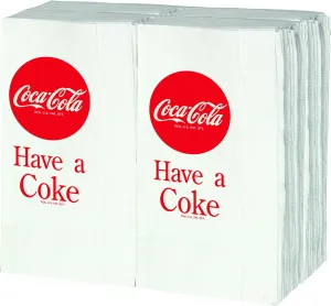 Tablecraft CC380 Coca-Cola Logo Printed Napkins (100 Pack), Red Paper Napkins 13”x13”, Beverage Napkins, Luncheon Napkins, Square Napkins for Restaurants, Cafes, Catering, Parties, and Everyday Use