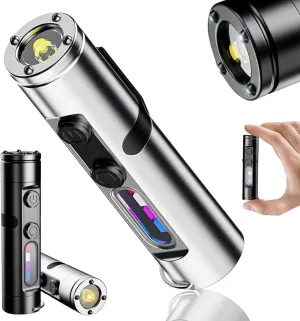 Taclite Mini – the Ultimate Everyday Micro Tool, Waterproof Rechargeable LED Magnetic Super Bright Tactical Flashlight with Hat Clip Fingertip Sized Handheld Flashlight for Outdoor Adventure (Silver)