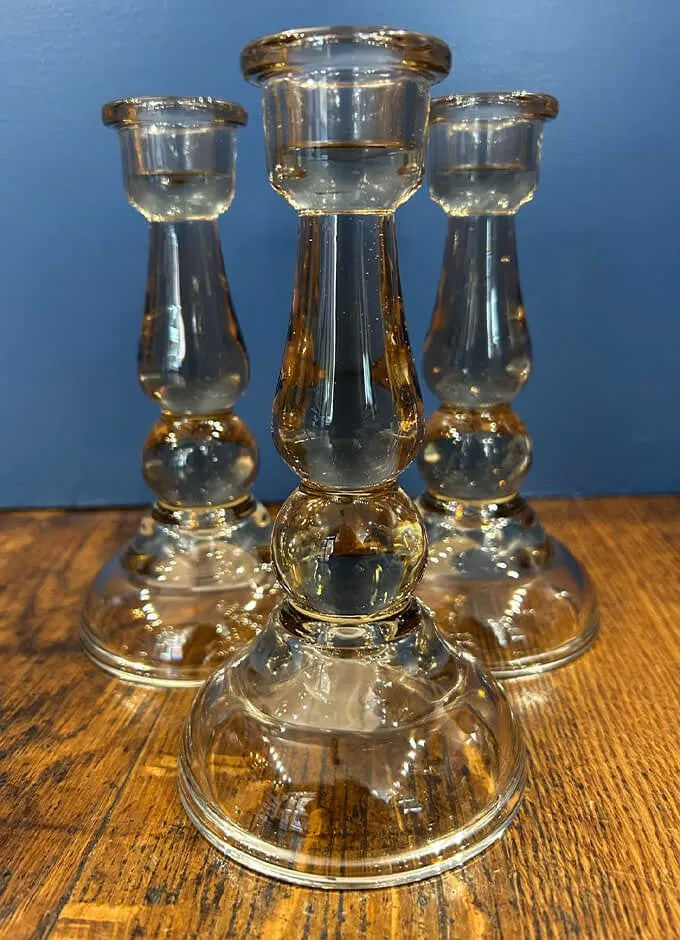 Tall Glass Candle Stick | Pink