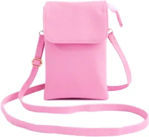 Tapp Collections Leather Small Crossbody Cell Phone Bag Wallet Purse With Adjustable Strap - Pink