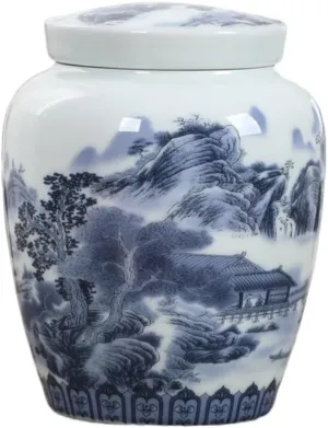 Tea Bag Organizer Tea Storage Container Creative Hand-painted Ceramic Loose Tea Storage Container Jar Home Kitchen Food Storage Jar Wake-up Tea Jar Sealed Jar Tea Organizer (Color : B)