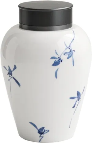 Tea Bag Organizer Tea Storage Container Hand-painted Loose Tea Storage Jars Household Kitchen Ceramic Storage Jars Aluminum Alloy Double-layer Lid Sealed Jars Tea Organizer