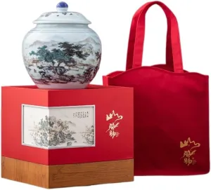 Tea Caddy Creative Hand-painted Loose Tea Storage Container Jar Ceramic Sealed Jar Chinese Retro Tea Set Single Jar Gift Box Set for Kitchen Storage Tea Coffee Sugar(B)