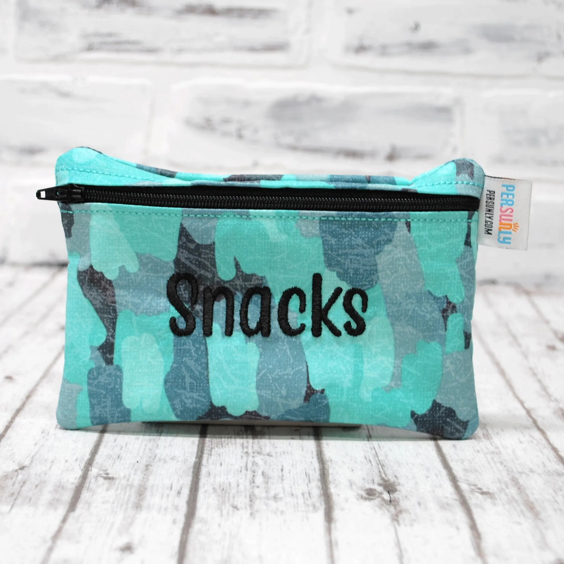 Teal Camo Personalized Reusable Food Bag
