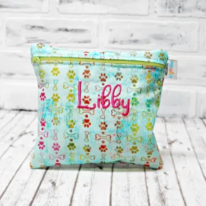 Teal Paws and Bones Personalized Reusable Food Bag