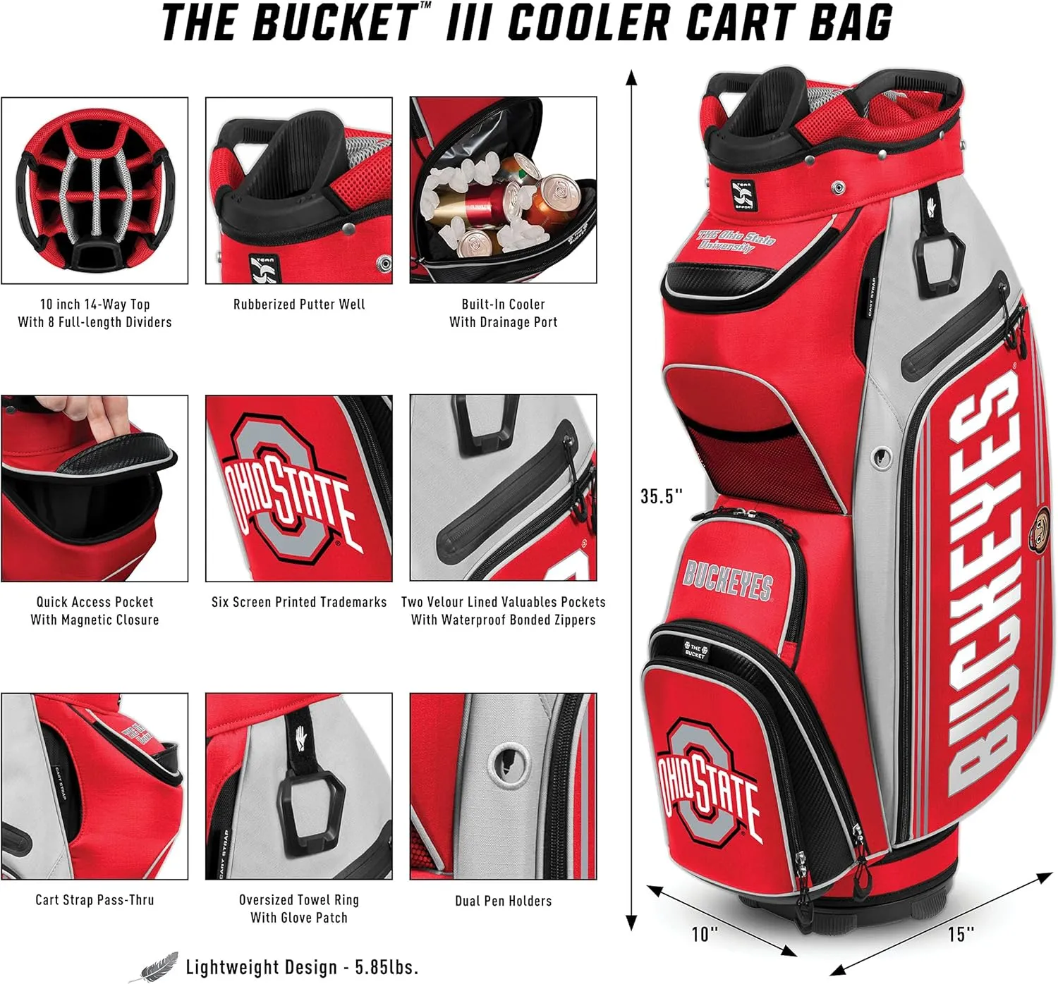 Team Effort NCAA The Bucket III Cooler Cart Golf Bag