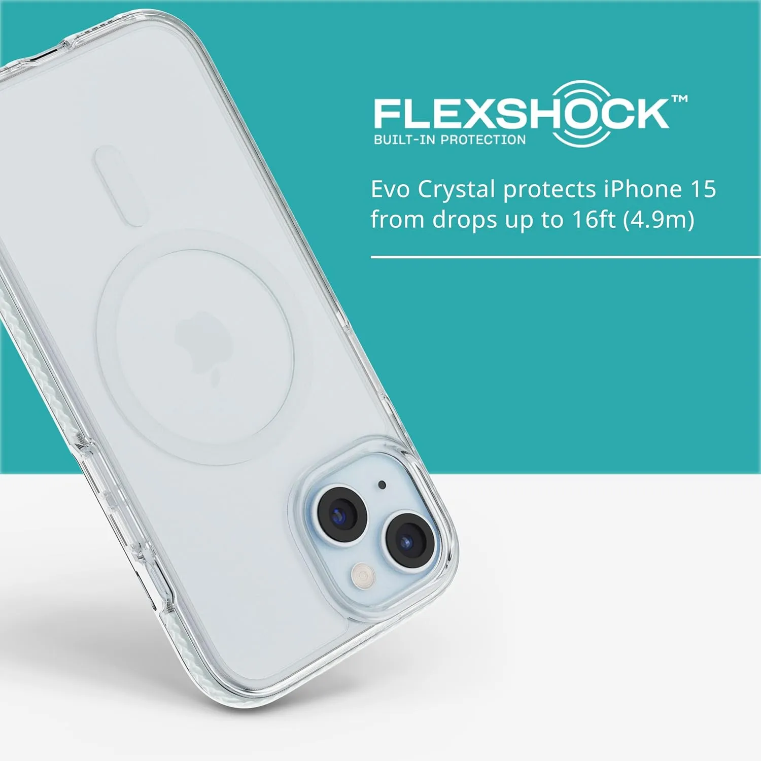 Tech21 Evo Crystal for iPhone 15 - Compatible with MagSafe - Impact Protection Case - Blue