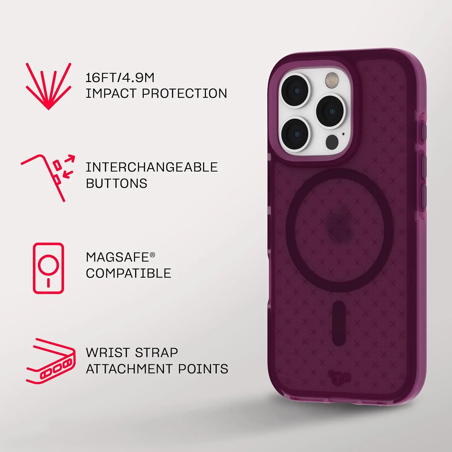 Tech21 EvoCheck for iPhone 16 Compatible with MagSafe - Impact Protection Case - in Plum