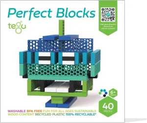 Tegu 40 Piece Perfect Blocks Building Set Green & Blue (Amazon Exclusive)