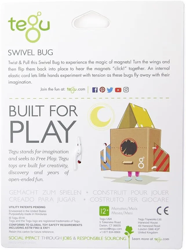 Tegu Swivel Bug Magnetic Building Block Set, Poppy & Yellow Big Top, one size