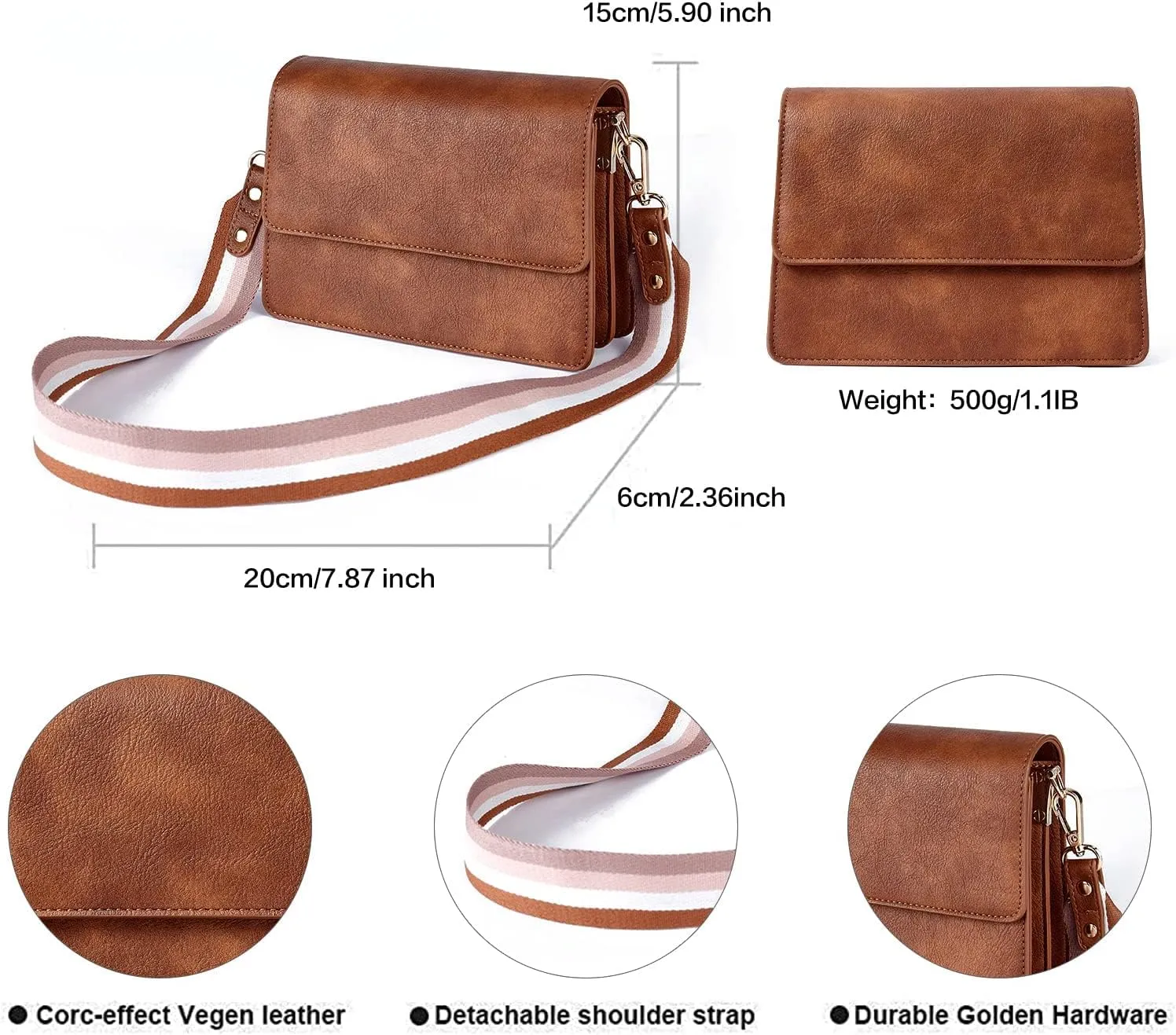 Telena Crossbody Bags for Women Vegan Leather Purses for Women Crossbody Handbag Purse with Adjustable Strap