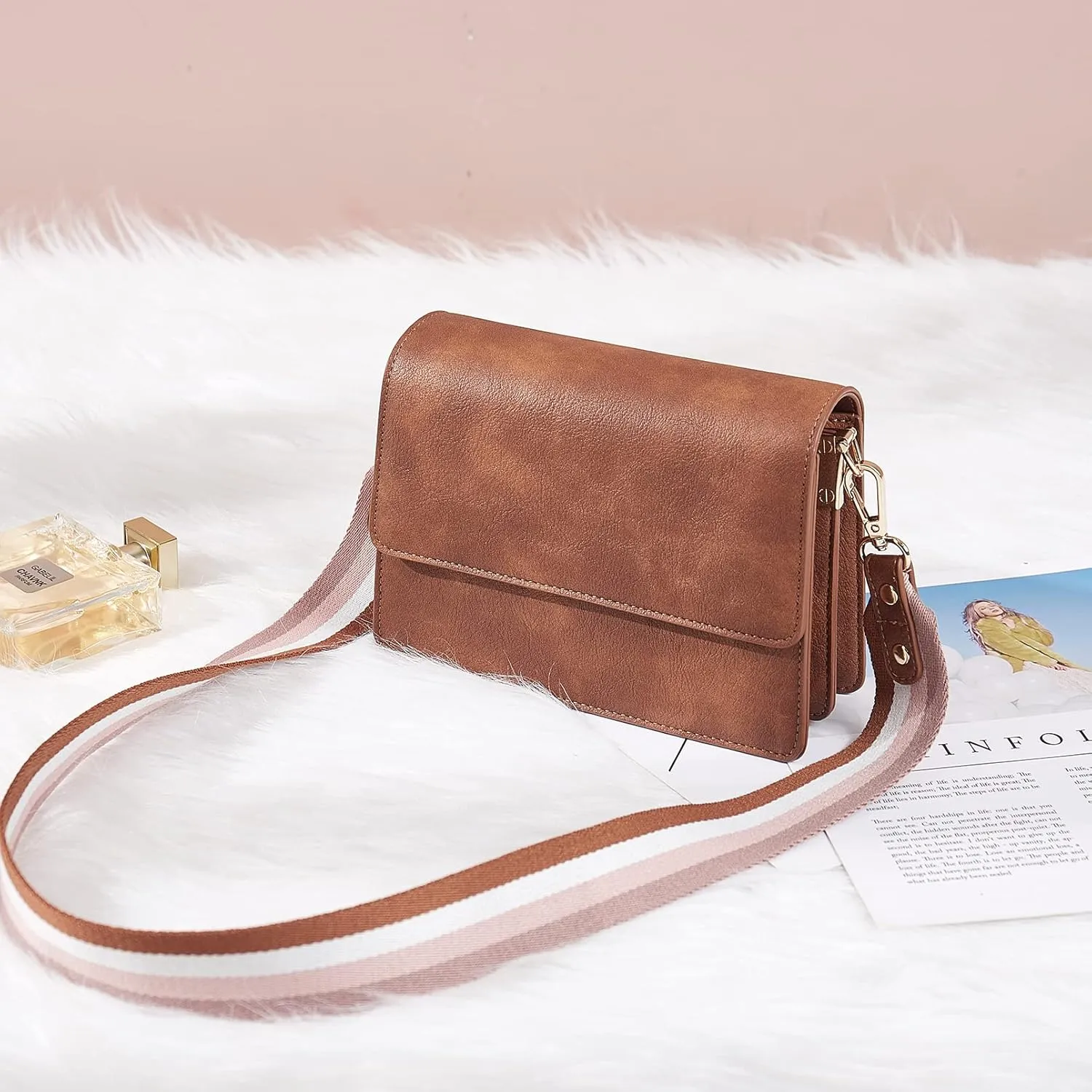 Telena Crossbody Bags for Women Vegan Leather Purses for Women Crossbody Handbag Purse with Adjustable Strap