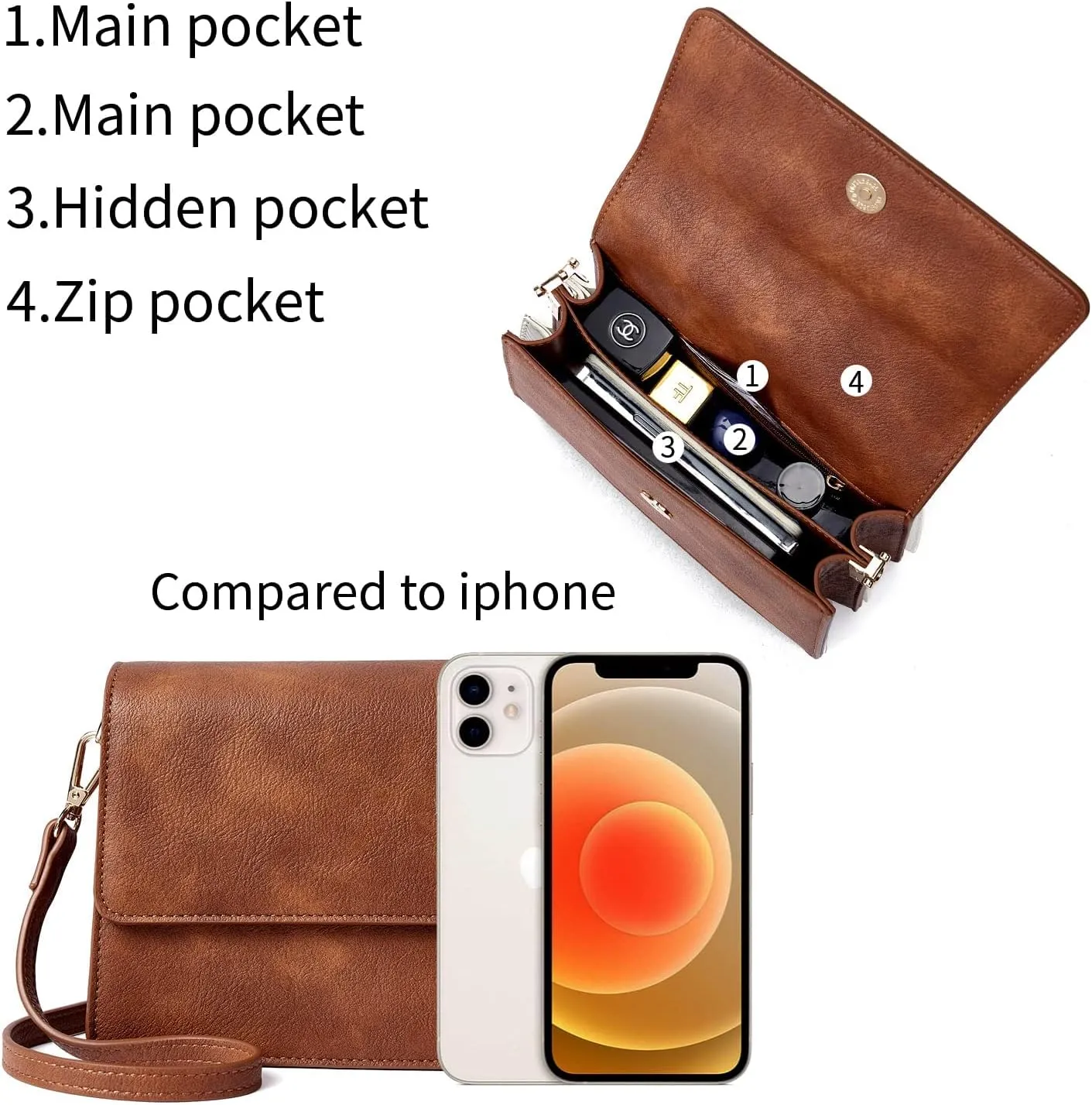 Telena Crossbody Bags for Women Vegan Leather Purses for Women Crossbody Handbag Purse with Adjustable Strap