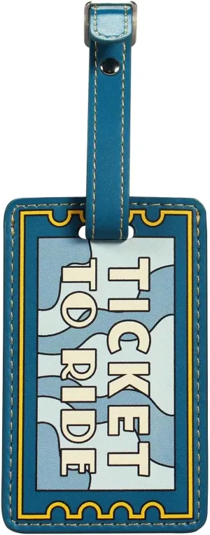 The Beatles (Ticket to Ride) Blue/White 6.5 x 2.3 Inch PU Leather Suitcase Luggage Travel Bag Tag