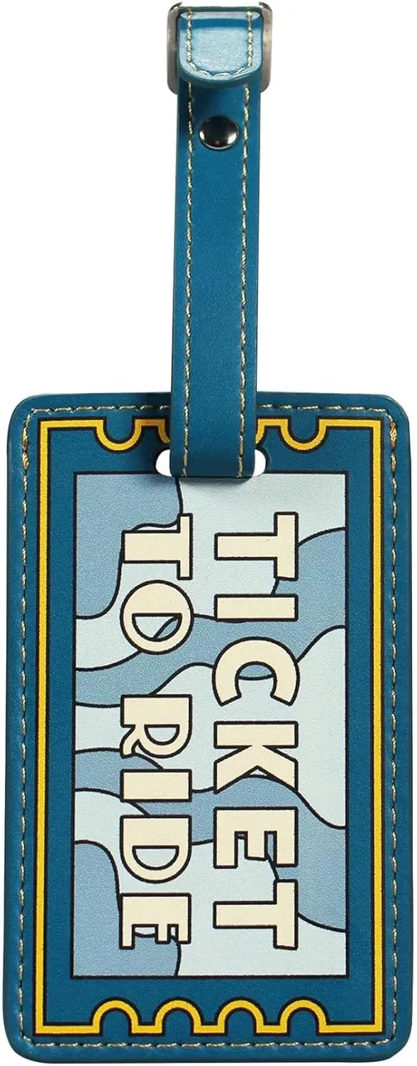 The Beatles (Ticket to Ride) Blue/White 6.5 x 2.3 Inch PU Leather Suitcase Luggage Travel Bag Tag