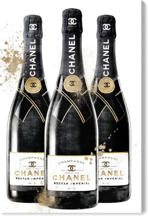 The Oliver Gal Artist Co. Fashion and Glam Drinks and Spirits Wall Art Canvas Prints 'Fashion and Bubbles Champagne' Home Décor Bar Room Kitchen Lifestyle Painting by Oliver Gal,Gold, Black,10x15,31666_10x15_CANV_XHD