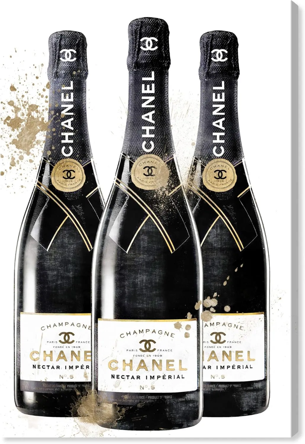 The Oliver Gal Artist Co. Fashion and Glam Drinks and Spirits Wall Art Canvas Prints 'Fashion and Bubbles Champagne' Home Décor Bar Room Kitchen Lifestyle Painting by Oliver Gal,Gold, Black,10x15,31666_10x15_CANV_XHD