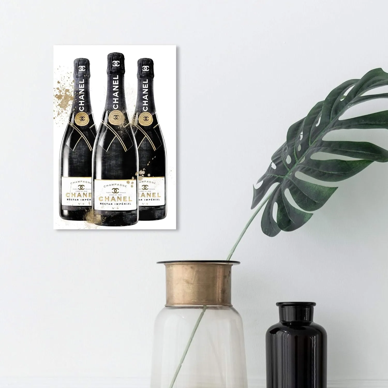 The Oliver Gal Artist Co. Fashion and Glam Drinks and Spirits Wall Art Canvas Prints 'Fashion and Bubbles Champagne' Home Décor Bar Room Kitchen Lifestyle Painting by Oliver Gal,Gold, Black,10x15,31666_10x15_CANV_XHD