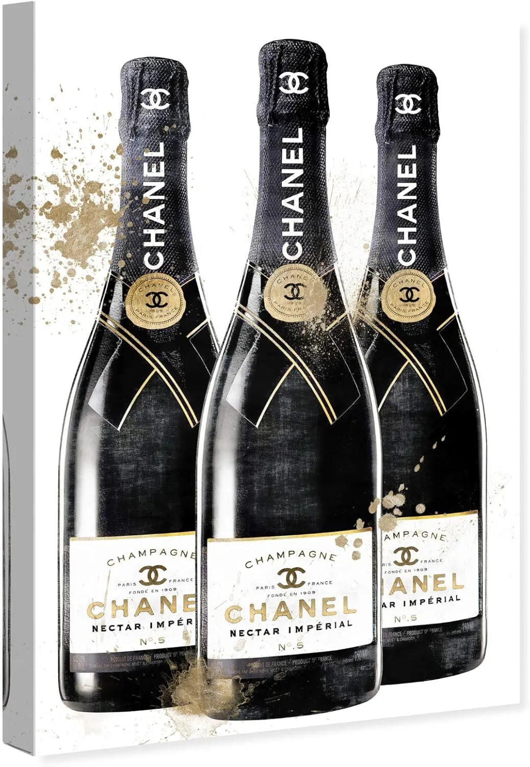 The Oliver Gal Artist Co. Fashion and Glam Drinks and Spirits Wall Art Canvas Prints 'Fashion and Bubbles Champagne' Home Décor Bar Room Kitchen Lifestyle Painting by Oliver Gal,Gold, Black,10x15,31666_10x15_CANV_XHD