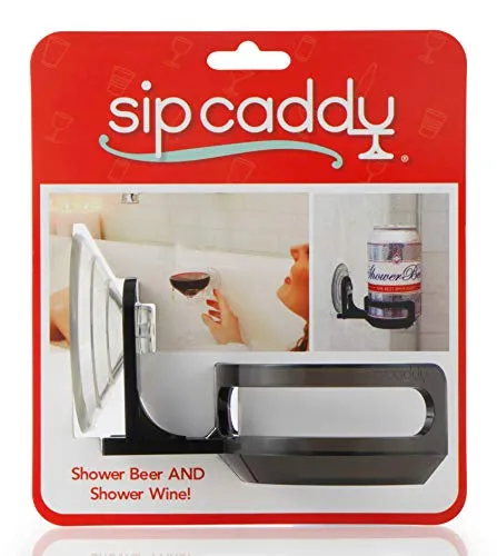 The Original SipCaddy Shower Beer & Bath Wine Holder | Portable Cupholder | Shower Caddy | Drink Holder for Beer & Wine | American-Made Suction Cup | The Best | Black