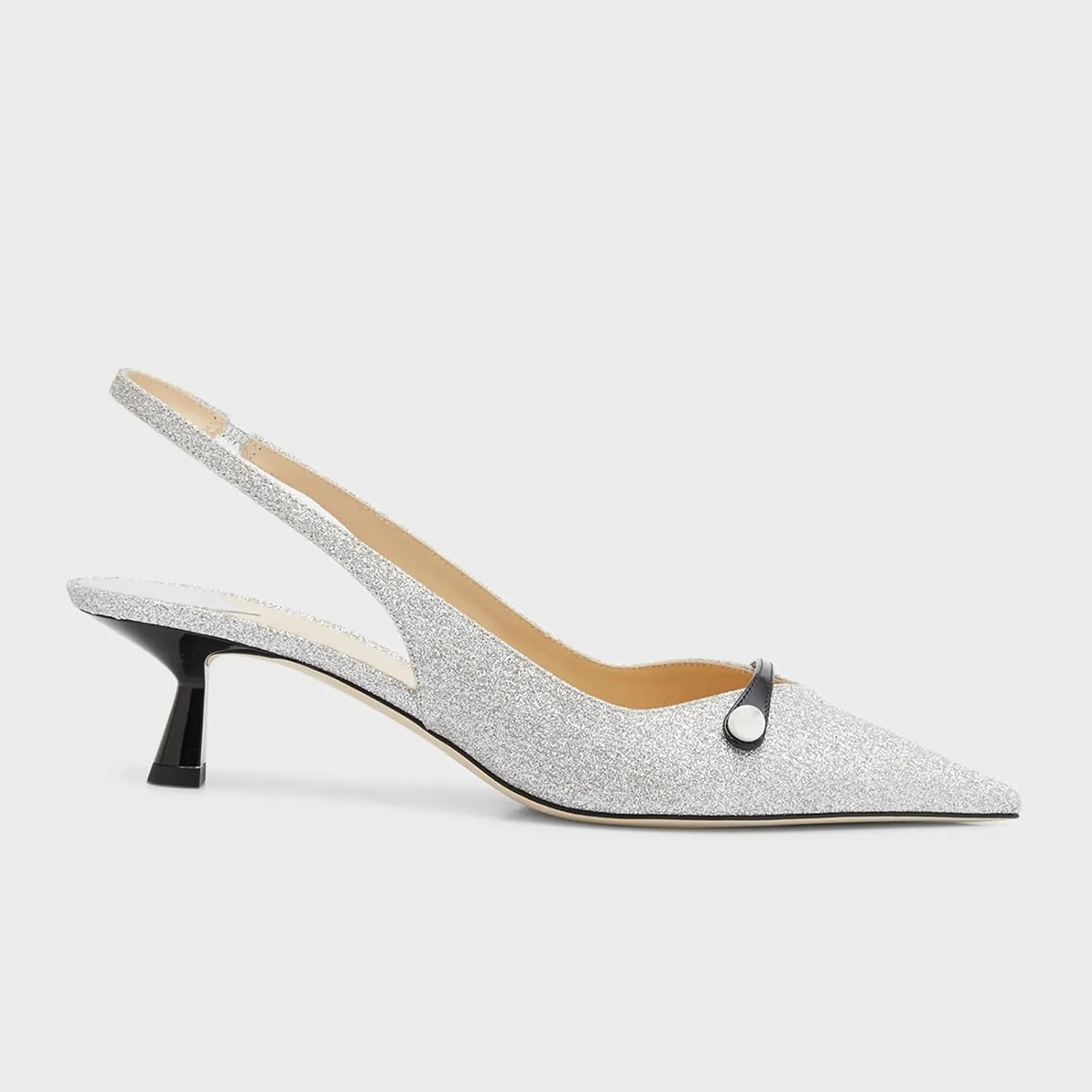 THESHY Women's Slingback Kitten Heel Glitter Pointed Toe Pearl Low Heel Pumps Casual Wedding Shoes for Women Fashion Dress Shoes