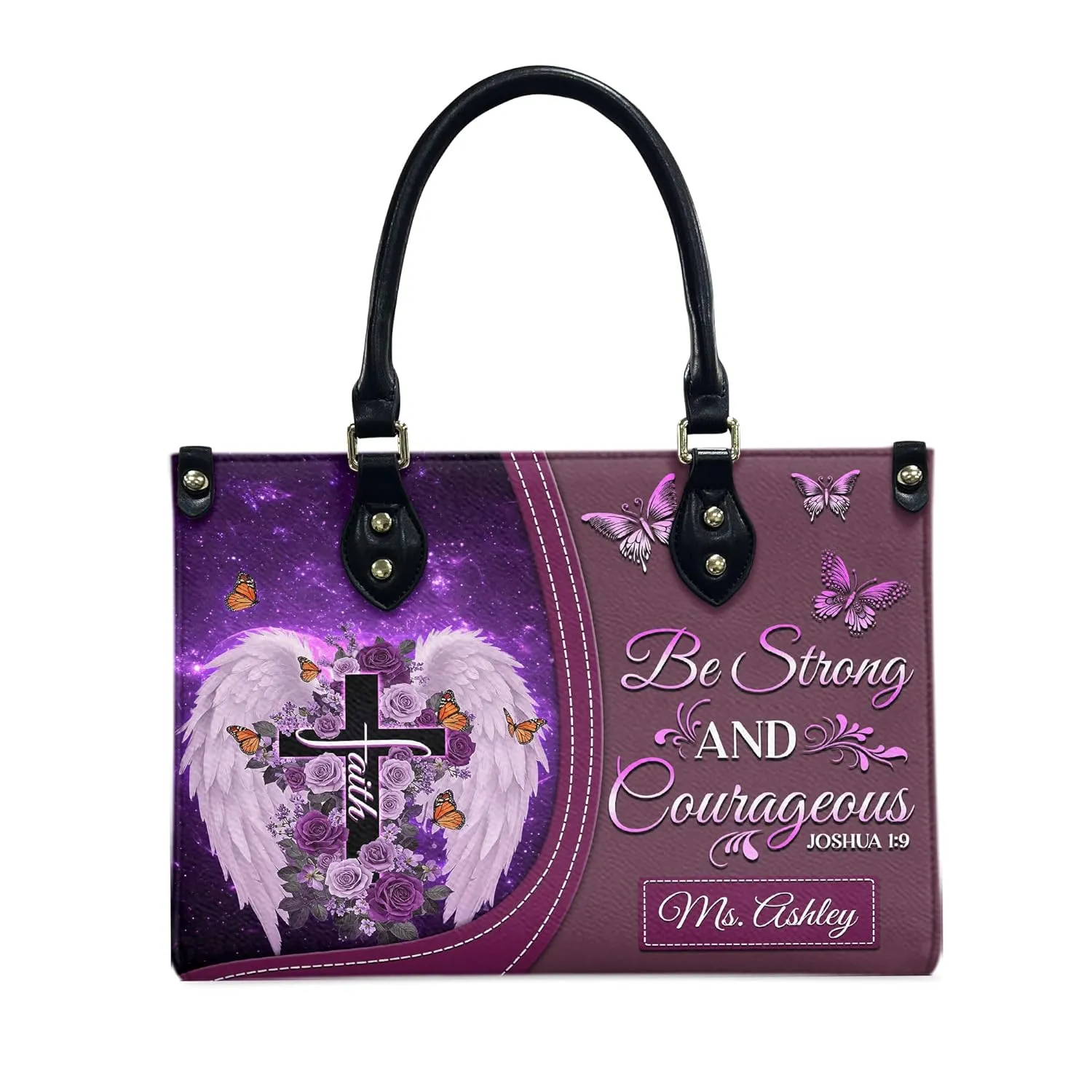 THUYPT Personalized Christian Leather Handbags, Handbag & Purse With Bible Verse Religious Tote Bag, Gift for Her, Religious Leather Handbag Gift for Women (05)