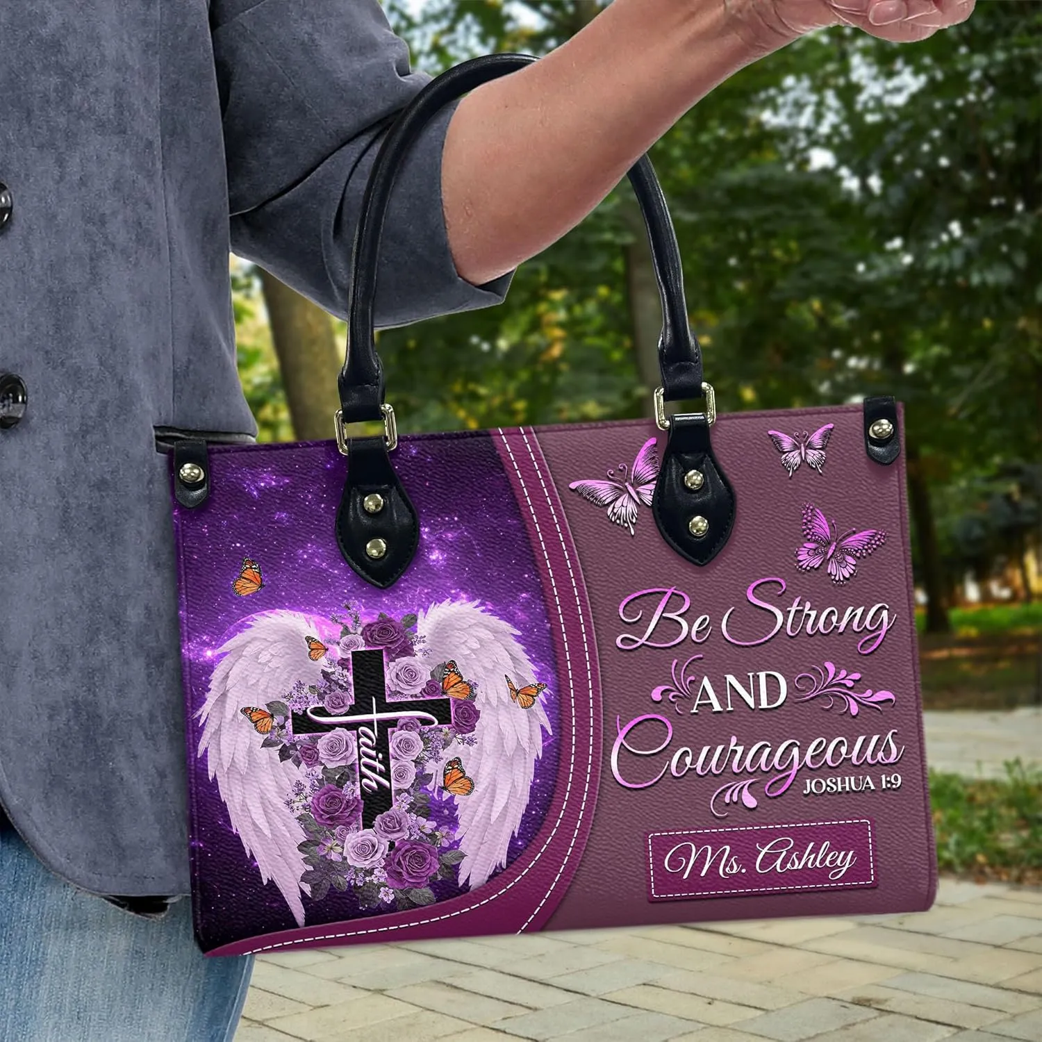 THUYPT Personalized Christian Leather Handbags, Handbag & Purse With Bible Verse Religious Tote Bag, Gift for Her, Religious Leather Handbag Gift for Women (05)
