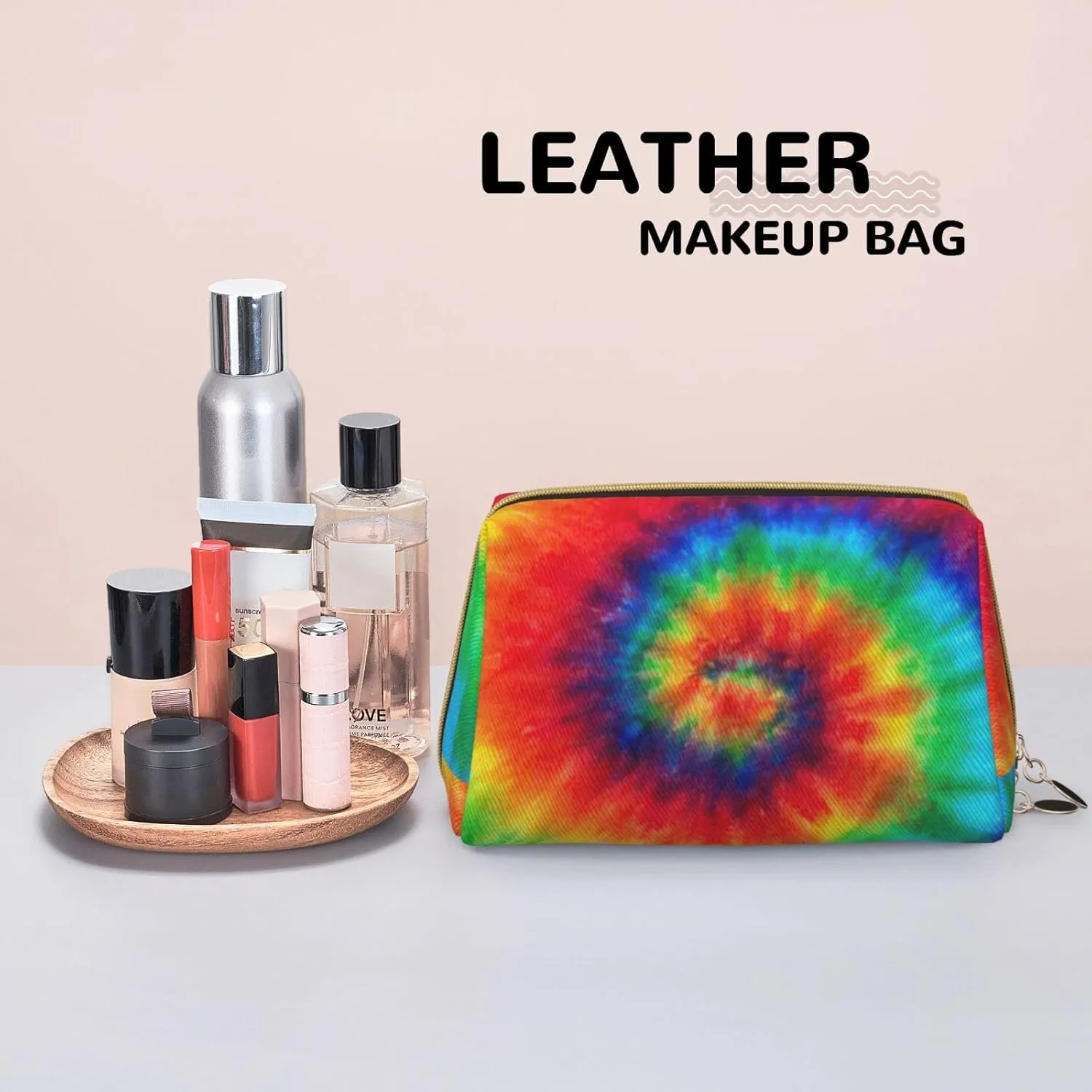 Tie Dye Hippies Toiletry Pouch, Travel-Friendly Makeup Organizer For Makeup Brushes, Lipsticks