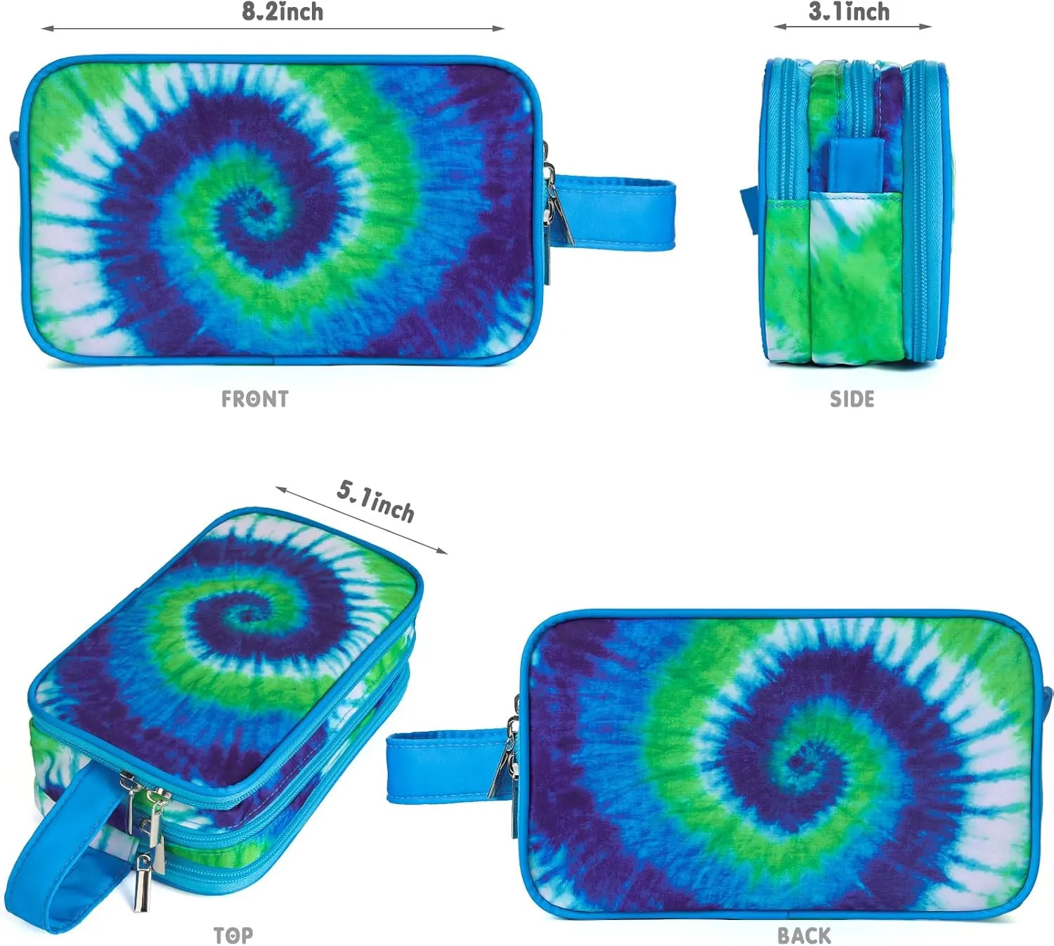 Tie Dye Toiletry Bag for Girls, Travel Toiletry Bag for Teen Girls Cosmetic Bag Makeup Bag Waterproof Hanging Wash Bag Toiletries, Blue