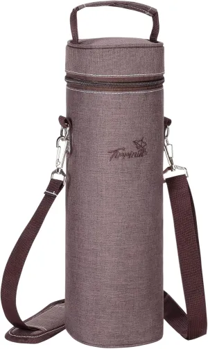 Tirrinia Single Bottle Wine Gift Carrier Bag, Insulated Travel Wine Cooler Tote with Shoulder Strap for Picnic, Party, BYOB Restaurant, Portable One Bottle Wine Chiller Container, Gift for Wine Lovers