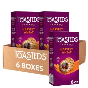 Toasteds Crackers, Party Snacks, Lunch Snacks, Harvest Wheat (6 Boxes)