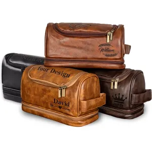 Toiletry Bag with Engraved Name Initials, Personalized Gifts for Men, Monogram Travel Shaving Dopp Kit for Groomsmen, Customized Gift for Christmas, Birthday, Dad, Husband, Grandpa, Boyfriend