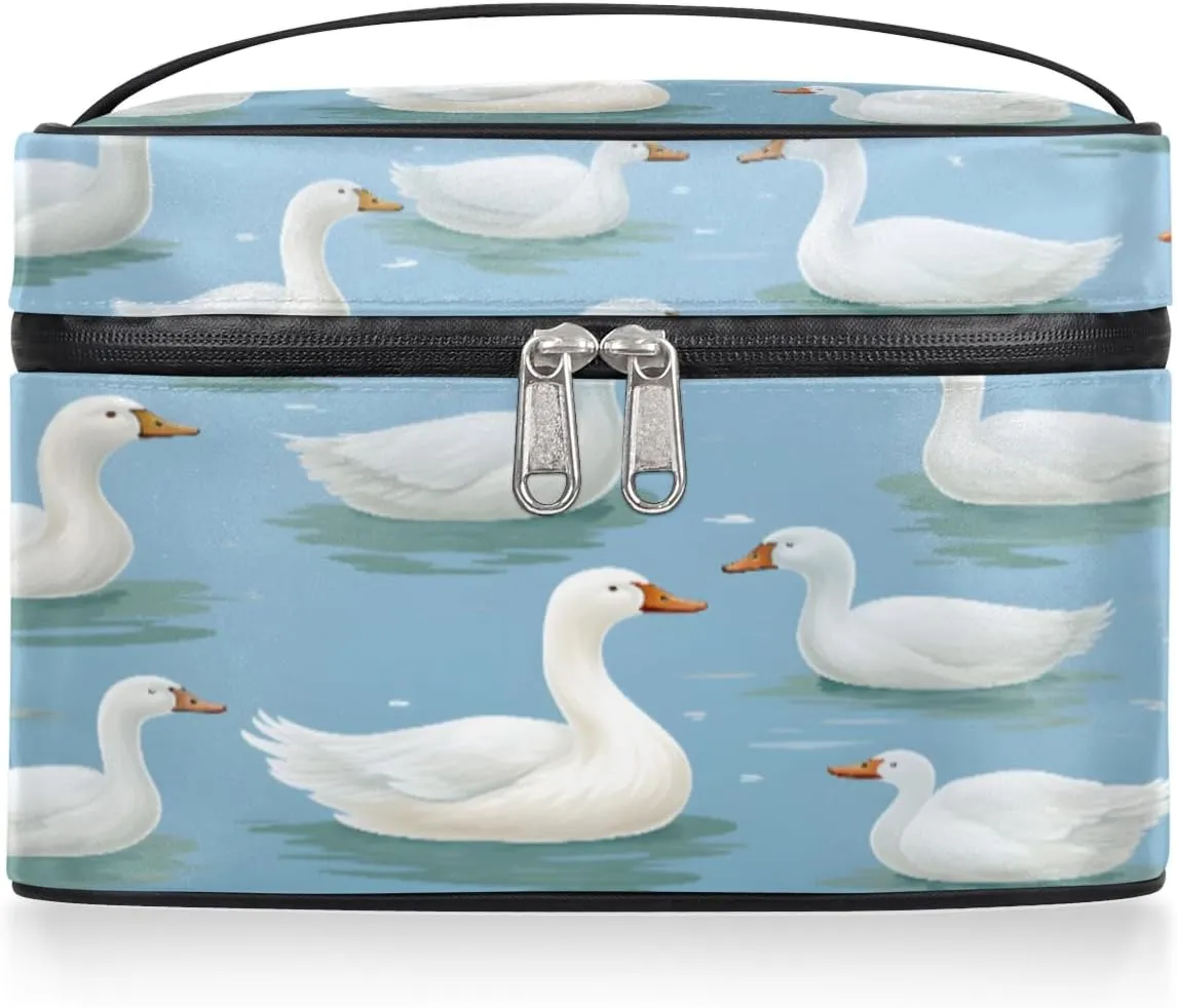 Toiletry Bags Goose Swimming Large Capacity Travel Makeup Organizer Case, Ducks Portable Toiletry Bag for Women Makeup Brush Bag Storage Bag
