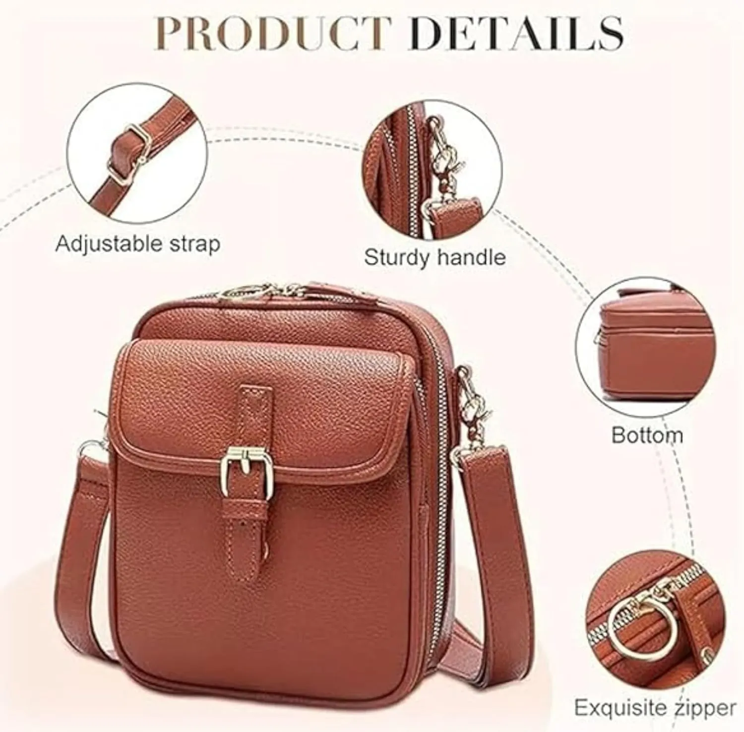 Tojoyride Crossbody Bag, 2025 Vintage Anti Theft Purse, Built in Wallet, Small Crossbody Bags for Women