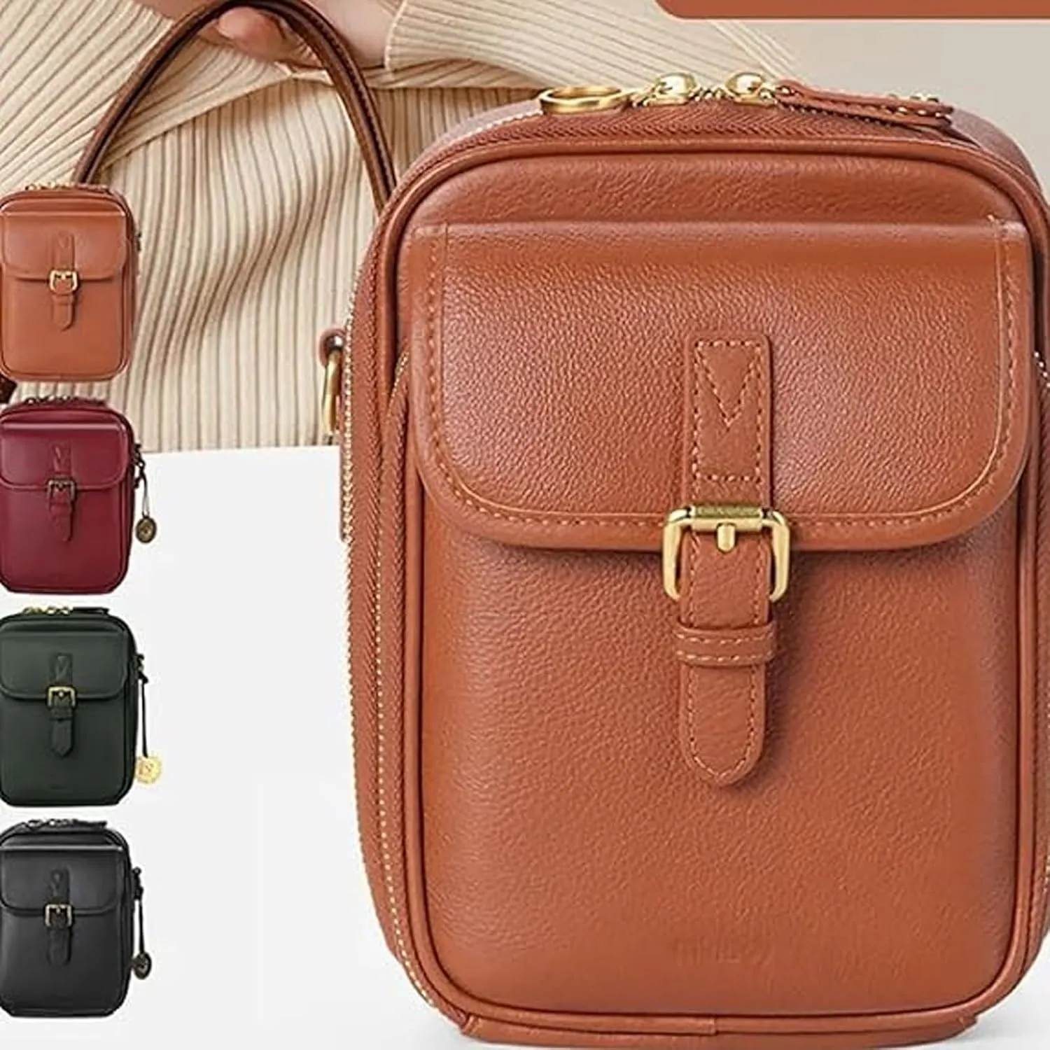 Tojoyride Crossbody Bag, Urvashi Crossbody Bag, Theft Leather Mini Messenger Bag with Card Slots