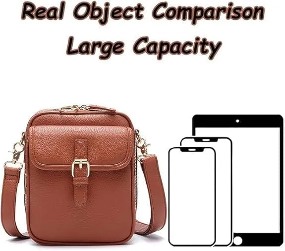 Tojoyride Crossbody Leather Bag,Urvashi Crossbody Bag,Vintage Anti Theft Purse with 10 Card Slot Design&Lockable Zipper