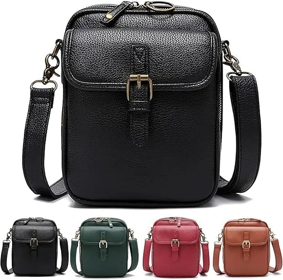 Tojoyride Crossbody Leather Bag,Urvashi Crossbody Bag,Vintage Anti Theft Purse with 10 Card Slot Design&Lockable Zipper