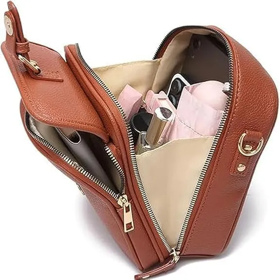 Tojoyride Crossbody Leather Bag,Urvashi Crossbody Bag,Vintage Anti Theft Purse with 10 Card Slot Design&Lockable Zipper