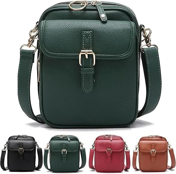 Tojoyride Crossbody Leather Bag,Urvashi Crossbody Bag,Vintage Anti Theft Purse with 10 Card Slot Design&Lockable Zipper