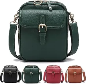 Tojoyride Crossbody Leather Bag,Urvashi Crossbody Bag,Vintage Anti Theft Purse with 10 Card Slot Design&Lockable Zipper