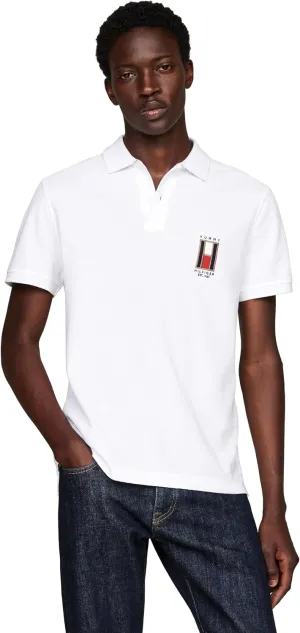 Tommy Hilfiger Men's Short Sleeve Casual Polo Shirts in Regular Fit with Stretch and Vertical Logo Designs