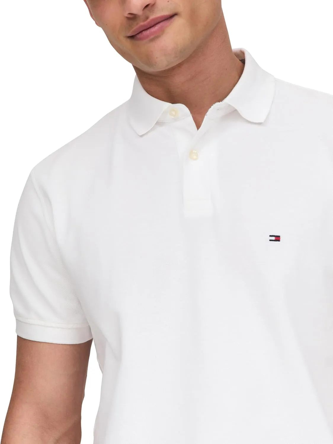 Tommy Hilfiger Men's Short Sleeve Polo Shirts in Classic Fit with Stretch and Organic Pique Cotton