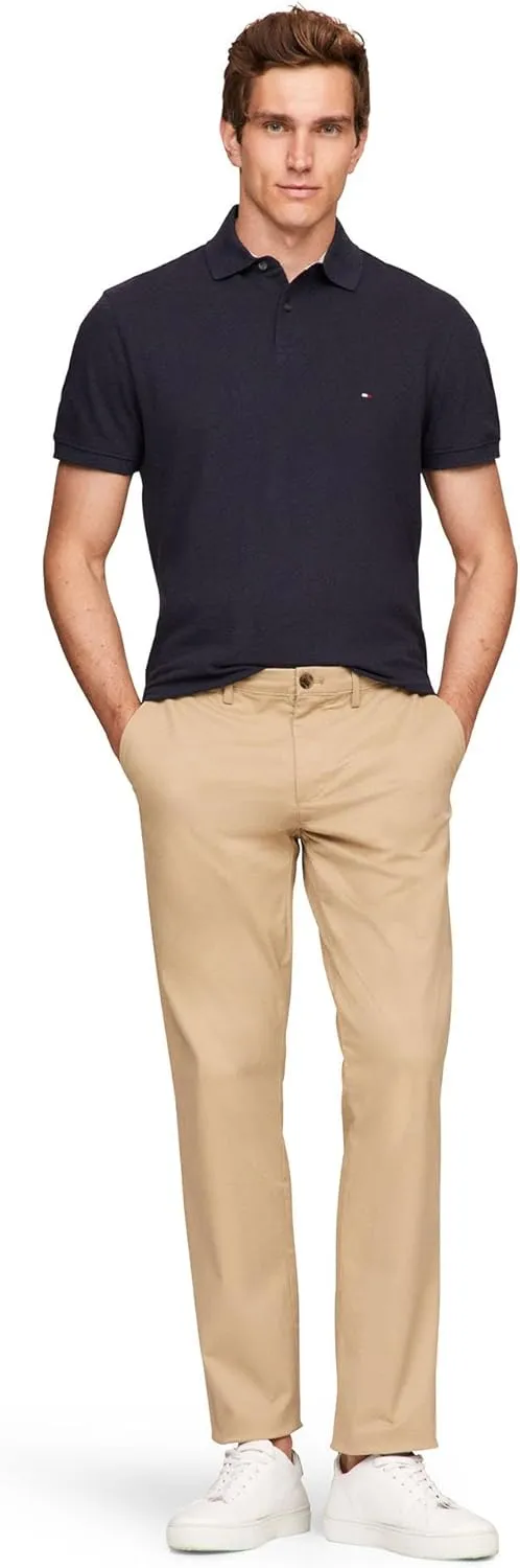 Tommy Hilfiger Men's Short Sleeve Polo Shirts in Classic Fit with Stretch and Organic Pique Cotton